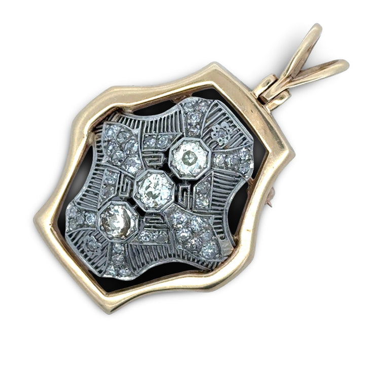 Diamond Filigree Platinum and 14K Yellow Gold Pendant/Brooch