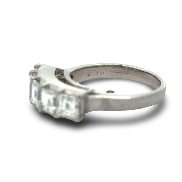 Classic 5 Stone Asscher Cut 2.36cttw. Diamond Platinum Ring