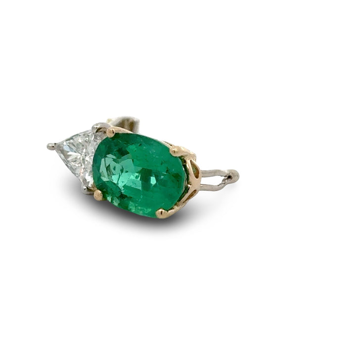 Spark Creations Emerald and Diamond 18Kt Yellow Gold and Platinum Pendant