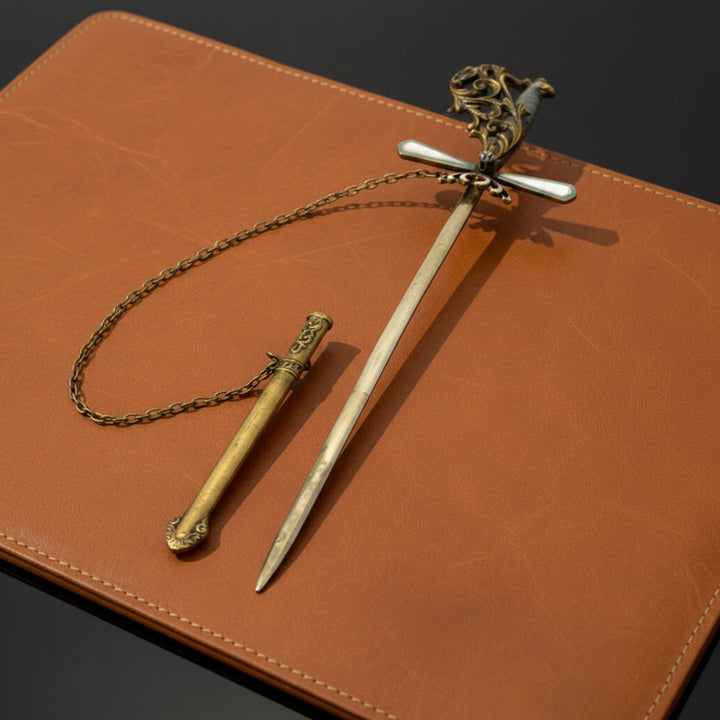 Victorian Royalty Sword French Enamel and Diamond Brooch