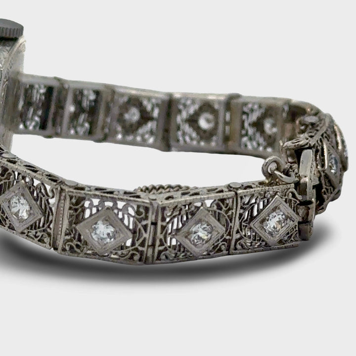 Art Deco  H.F. & Bros. 1.25 cttw. Diamond 14K White Gold Watch, Circa 1925