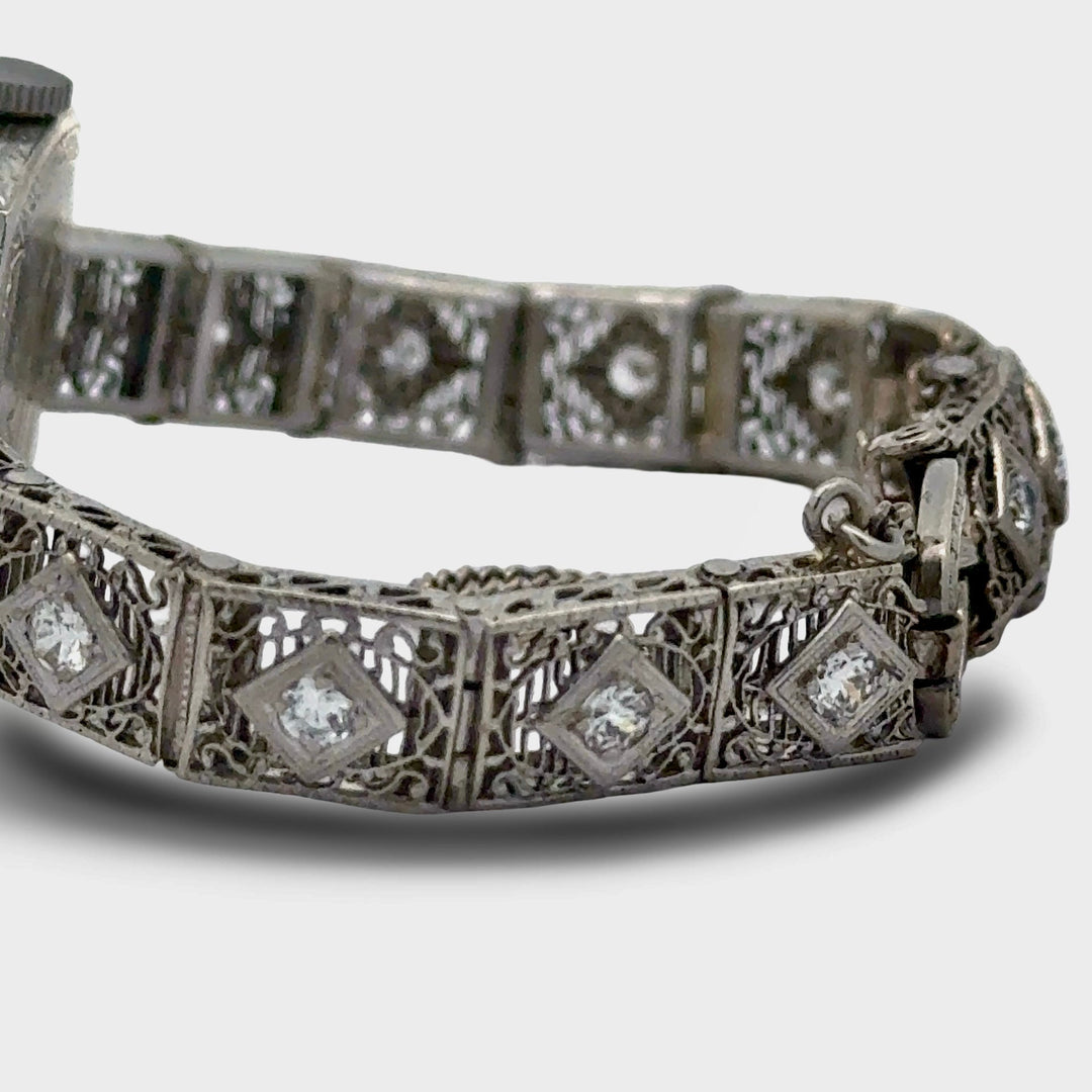 Art Deco  H.F. & Bros. 1.25 cttw. Diamond 14K White Gold Watch, Circa 1925