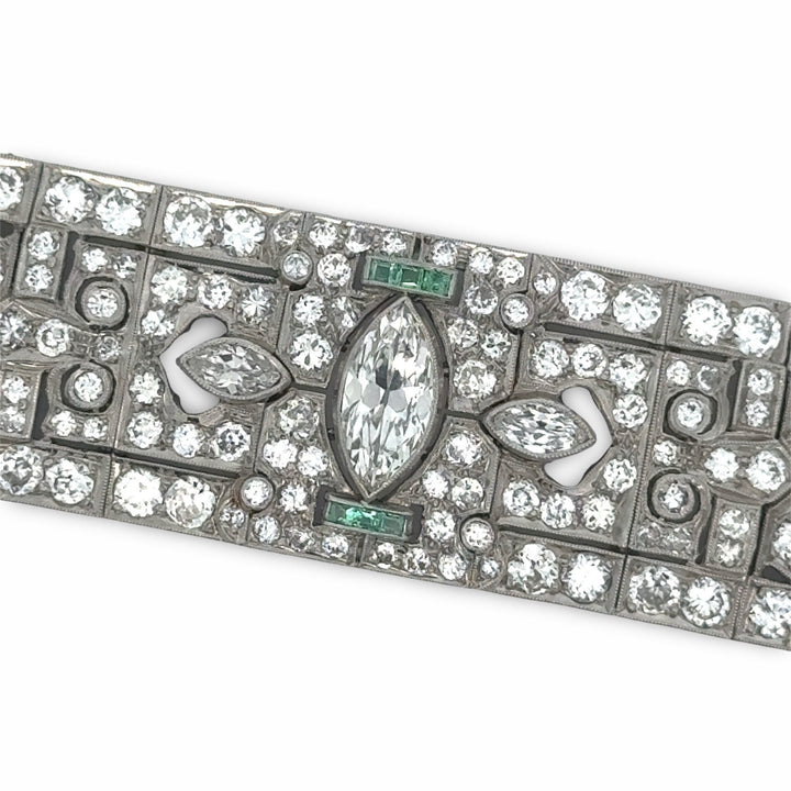 Art Deco 23.50cttw Diamond and Emerald Platinum Bracelet