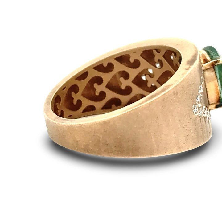 1990's Diamond and Indicolite 14k Yellow Gold Ring