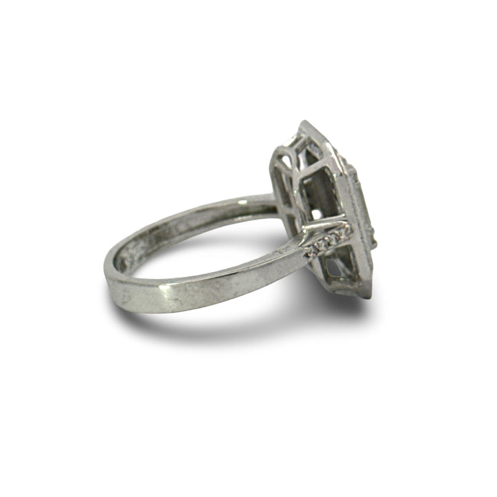 Modern Diamond and Black Enamel 18K White Gold Ring