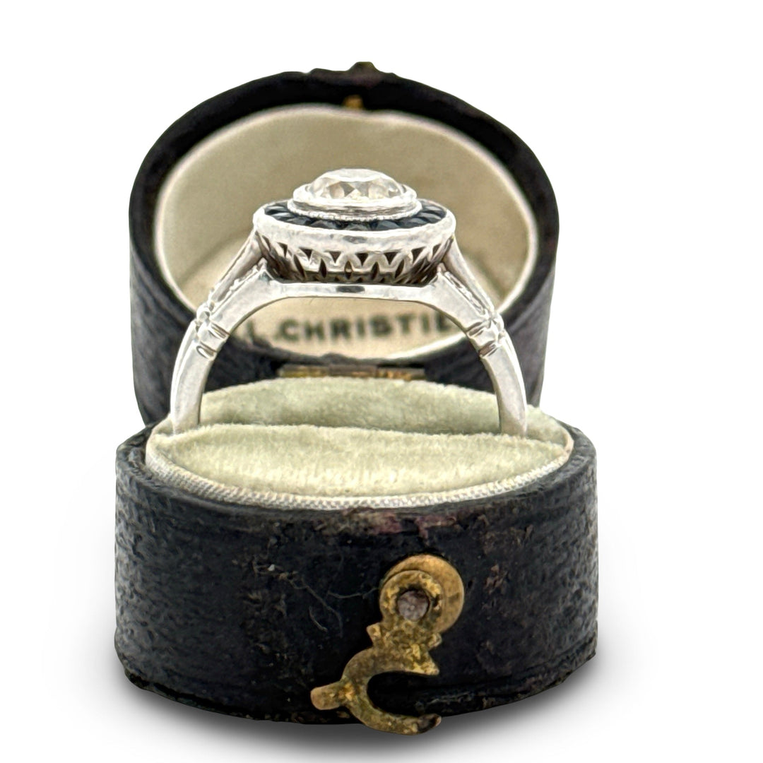 Art Deco 1925 Diamond and Sapphire Platinum Bridal Set