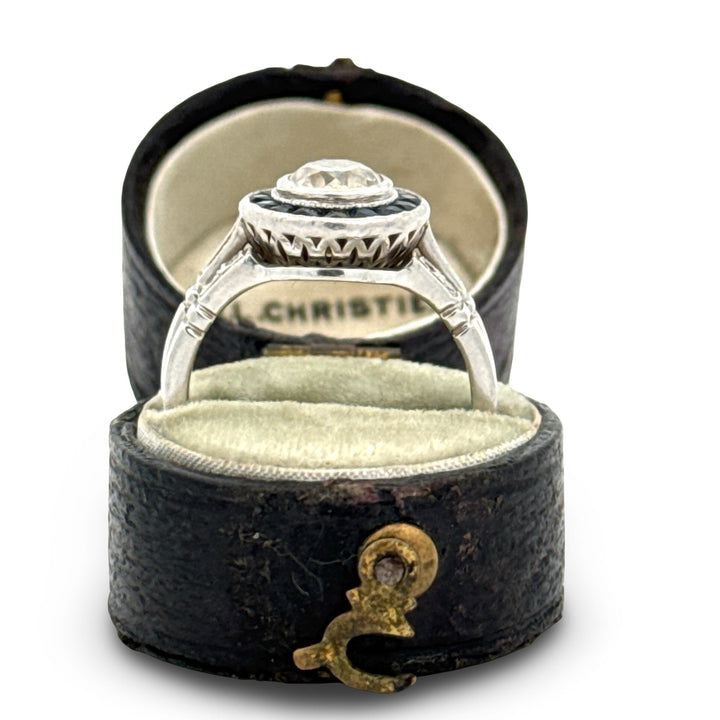 Art Deco 1925 Diamond and Sapphire Platinum Bridal Set
