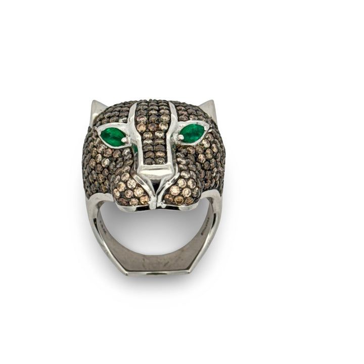 Effy Diamond, Emerald and 14K White Gold Ring