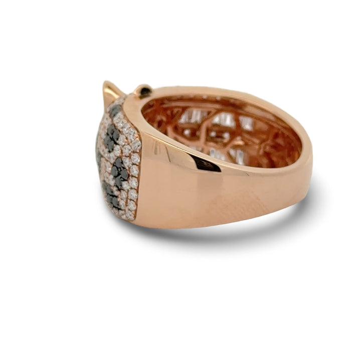 Black and White Diamond 14K Rose Gold Panther Ring