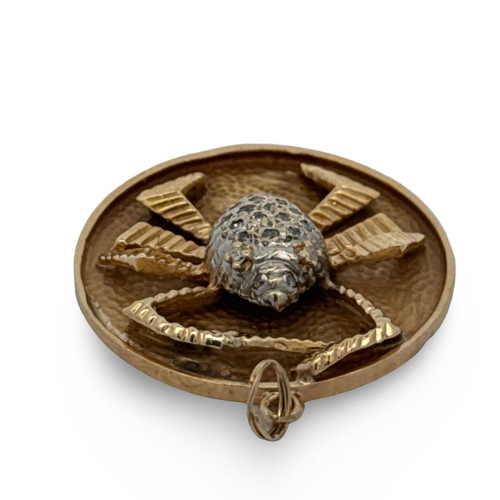 Diamond Crab 14K Yellow Gold Pendant