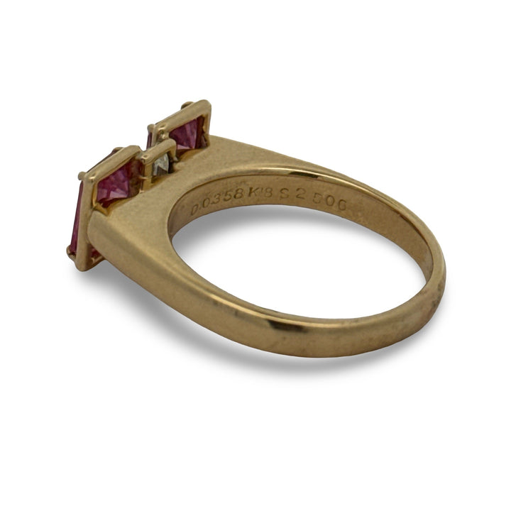 Pink Sapphire, Diamond and 18K Yellow Gold Statement Ring