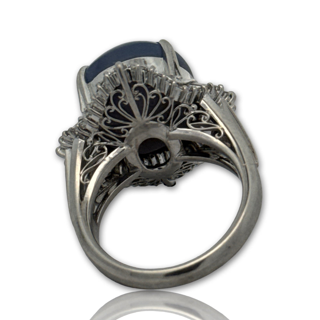Star Sapphire, Diamond and Platinum Ballerina Ring