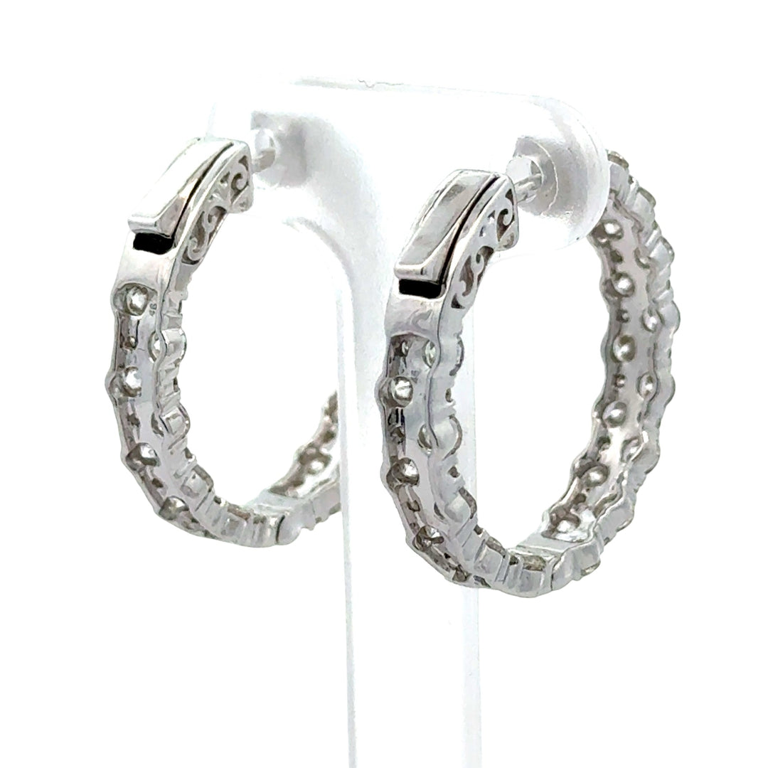 Double Row Inside/Outside Diamond 14Kt White Gold Earring