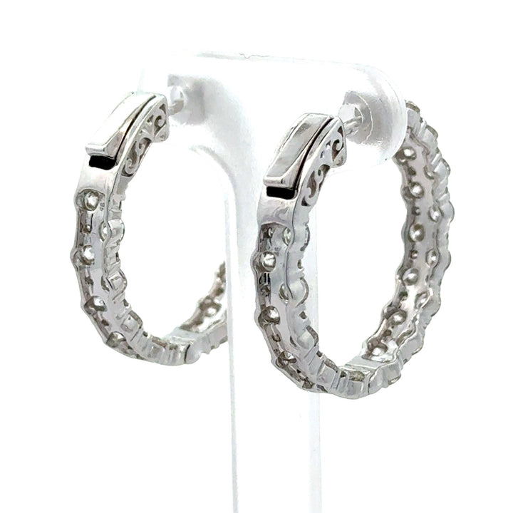 Double Row Inside/Outside Diamond 14Kt White Gold Earring