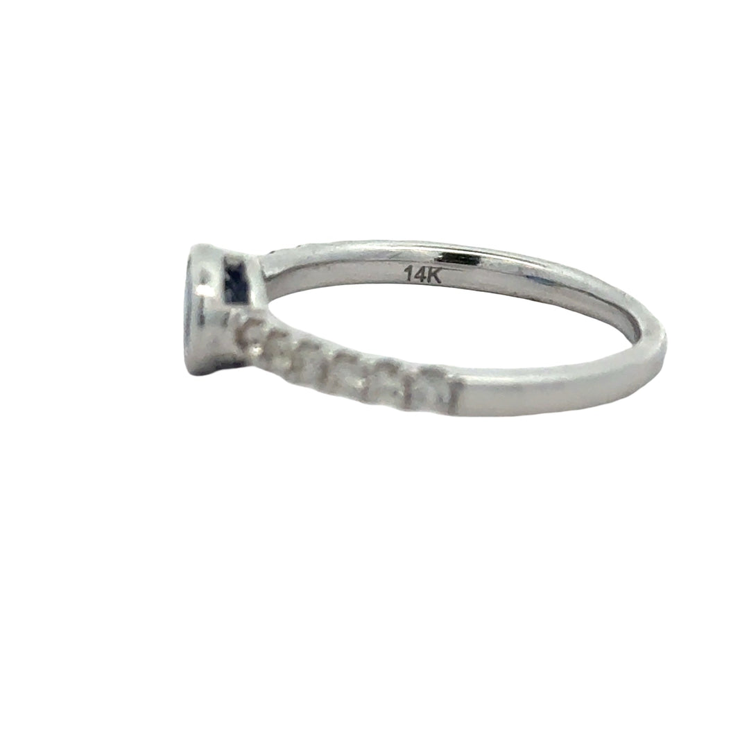 Fine Blue Sapphire and Diamond 14Kt White Gold Ring