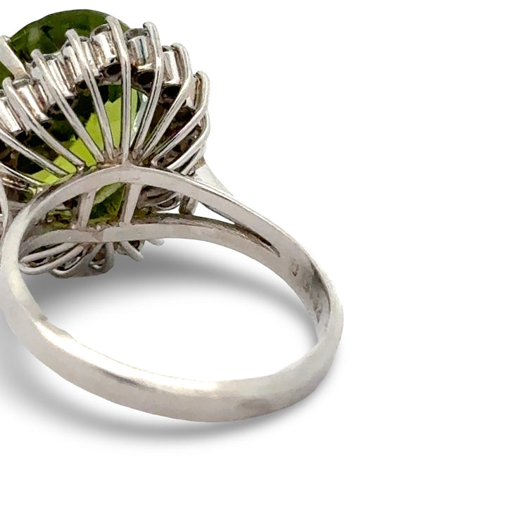 Peridot and Diamond Platinum Ring