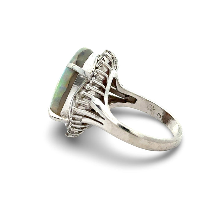 Fine Opal and Diamond Platinum Ring