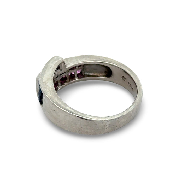 Pink and Blue Sapphire Platinum Bypass Ring