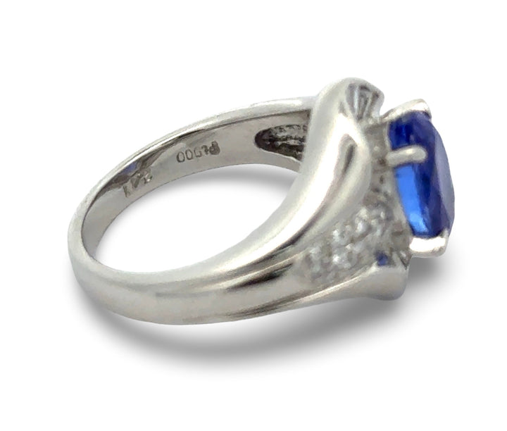 Tanzanite and Diamond Platinum Ring