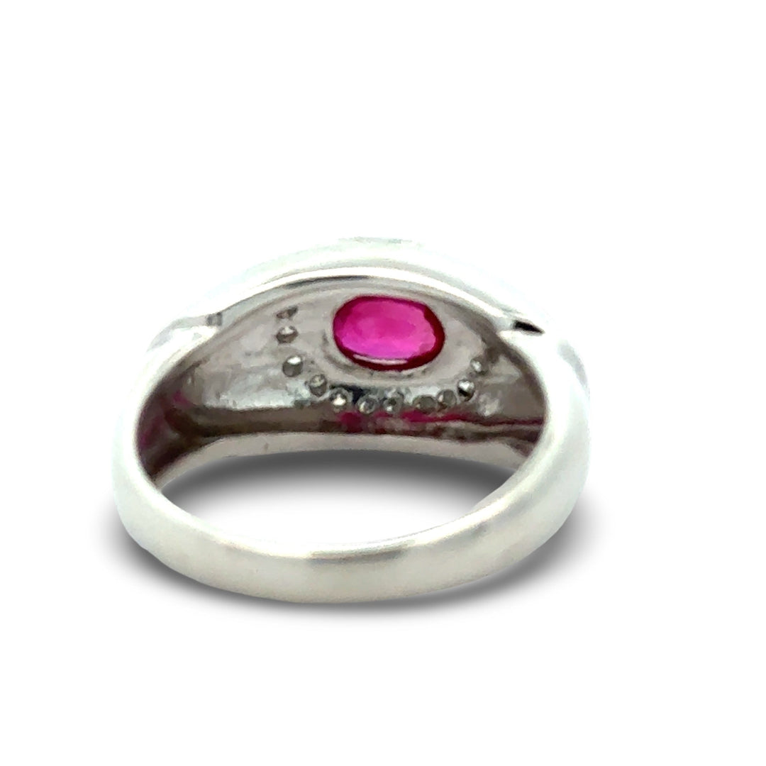 Fine Ruby and Diamond Platinum Ring