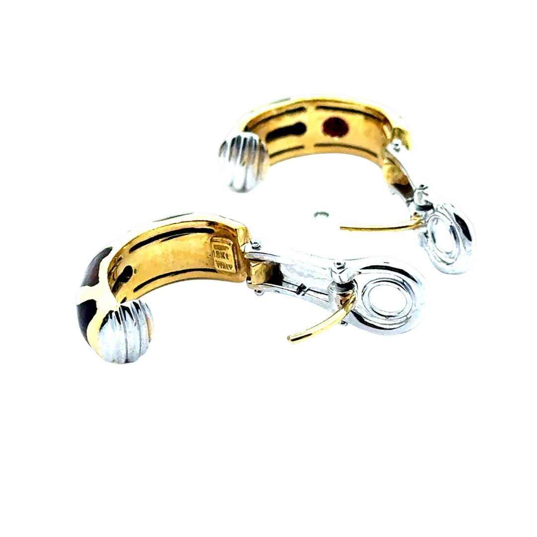 Roberto Coin Giraffe Enamel 18K Yellow Gold Earrings