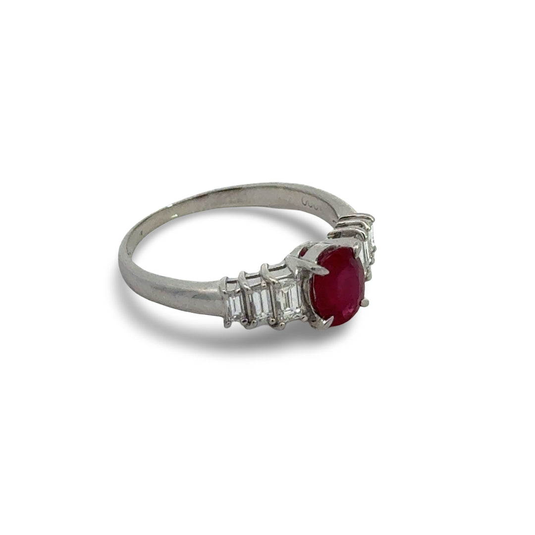Fine Ruby and Diamond Platinum Ring