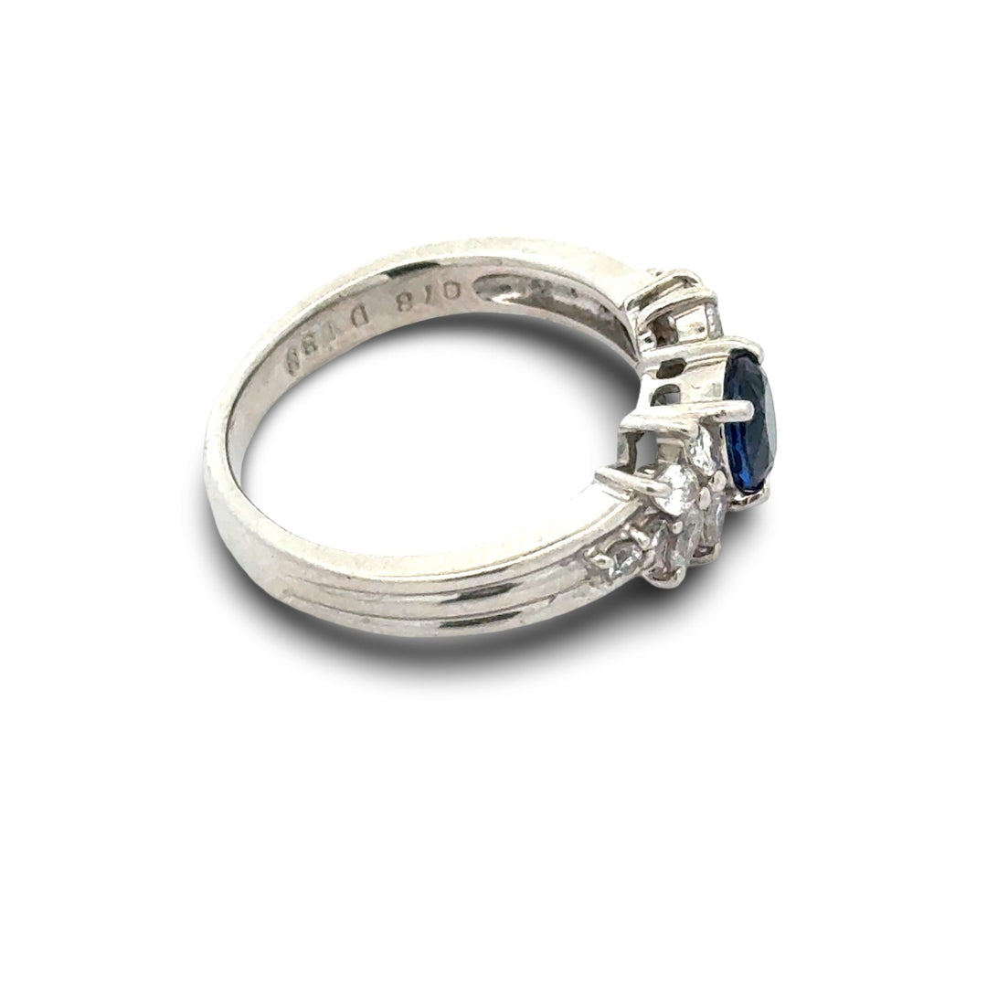 Sapphire and Diamond Platinum Ring