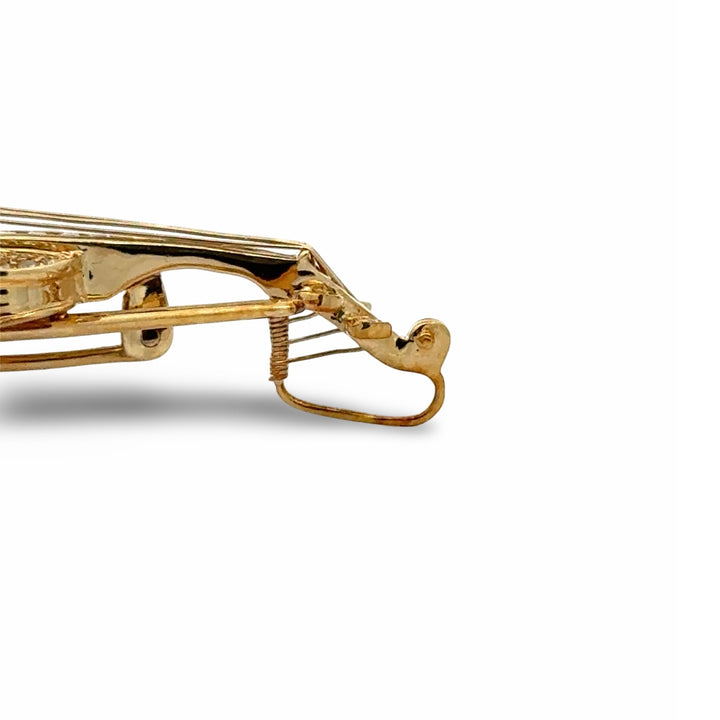 Violin Diamond and Ruby Pendant/Brooch 18kt Yellow Gold