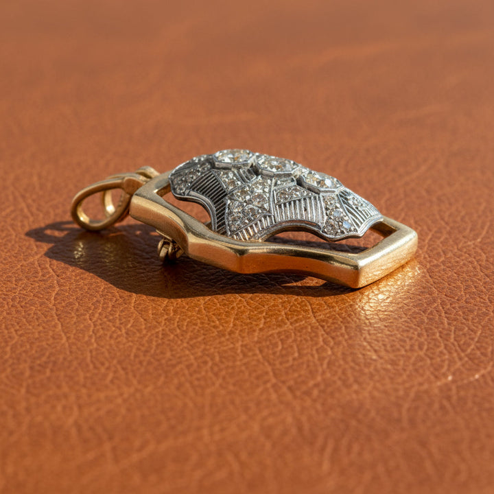 Diamond Filigree Platinum and 14K Yellow Gold Pendant/Brooch