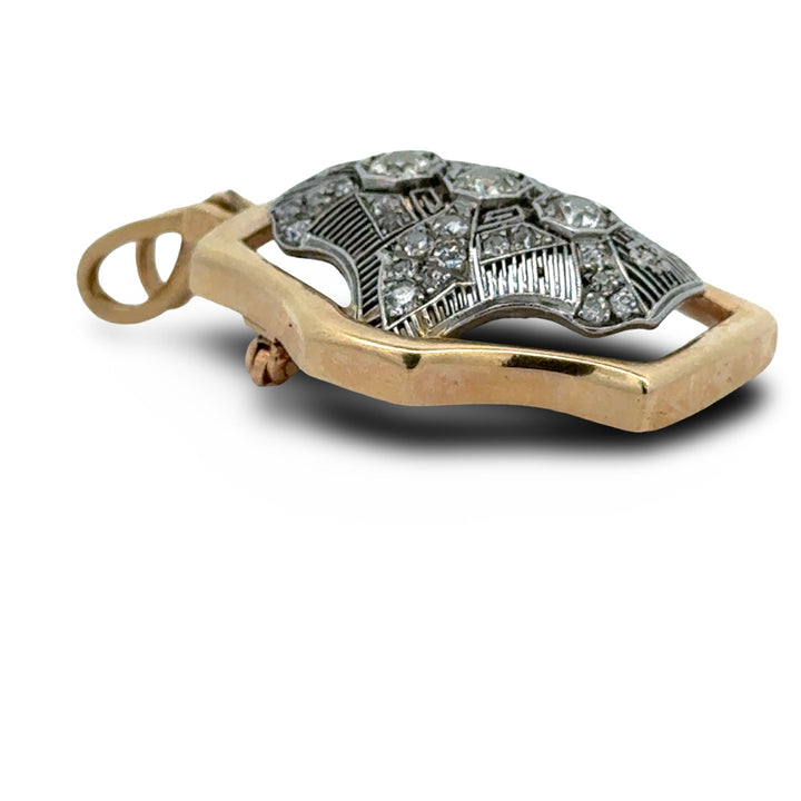 Diamond Filigree Platinum and 14K Yellow Gold Pendant/Brooch