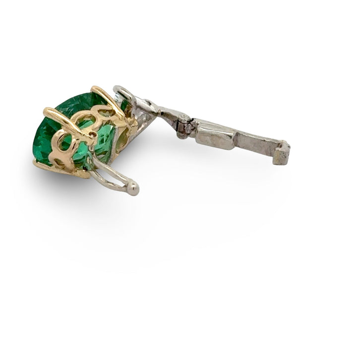 Spark Creations Emerald and Diamond 18Kt Yellow Gold and Platinum Pendant