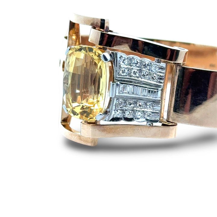 Birks Natural No Heat 13.68ct Yellow Sapphire (Sri Lanka) and Diamond 14Kt/Platinum Buckle Bracelet