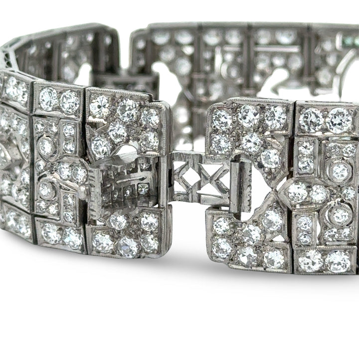 Art Deco 23.50cttw Diamond and Emerald Platinum Bracelet