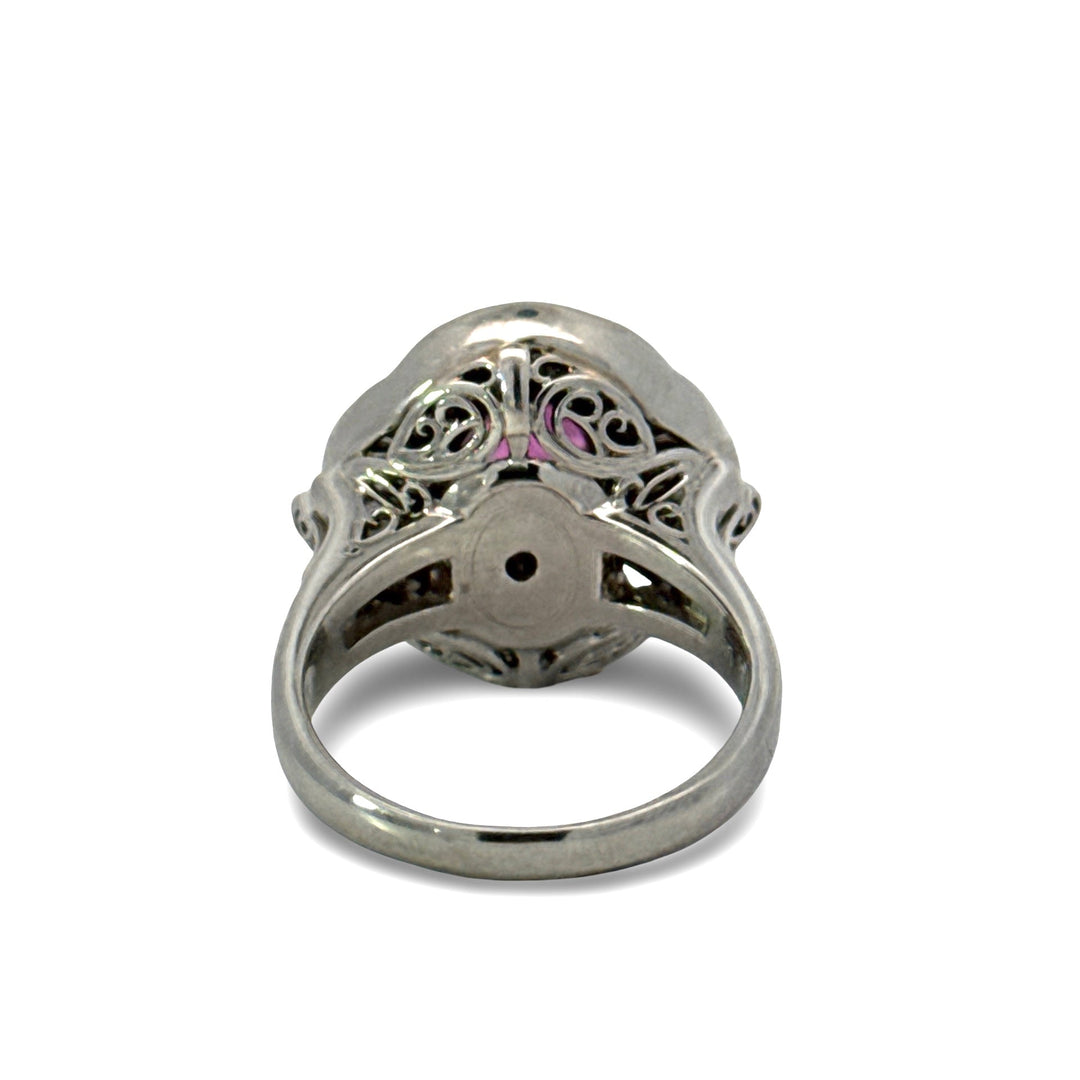 1970's Modern Ruby and Diamond Platinum Ring