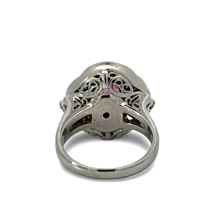 1970's Modern Ruby and Diamond Platinum Ring
