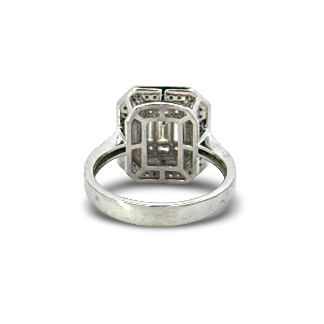 Modern Diamond and Black Enamel 18K White Gold Ring