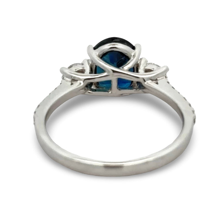 Effy Sapphire, Diamond and 14K White Gold 3-Stone Ring