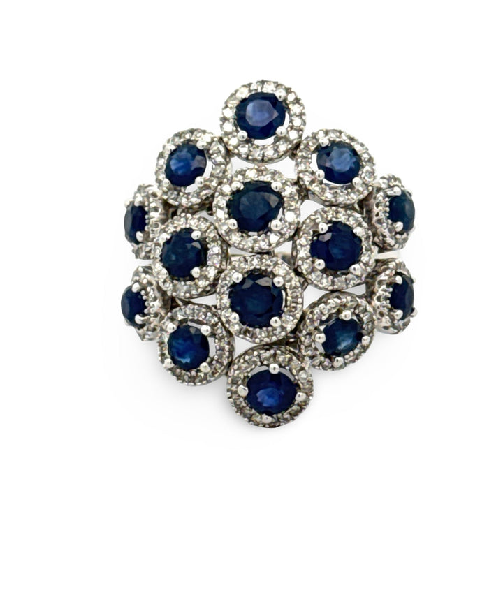 Effy Sapphire, Diamond and 14K White Gold Ring