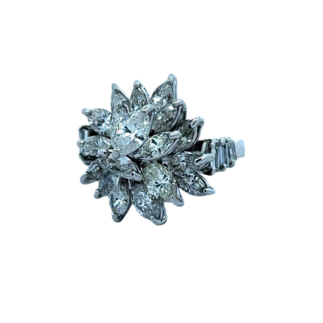 1970's Diamond and Platinum Cluster Ring