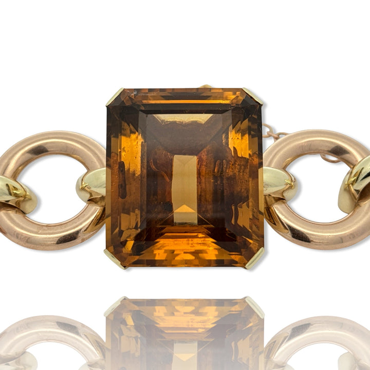 Retro 150 ct Citrine and 14K Rose and Yellow Gold Bracelet