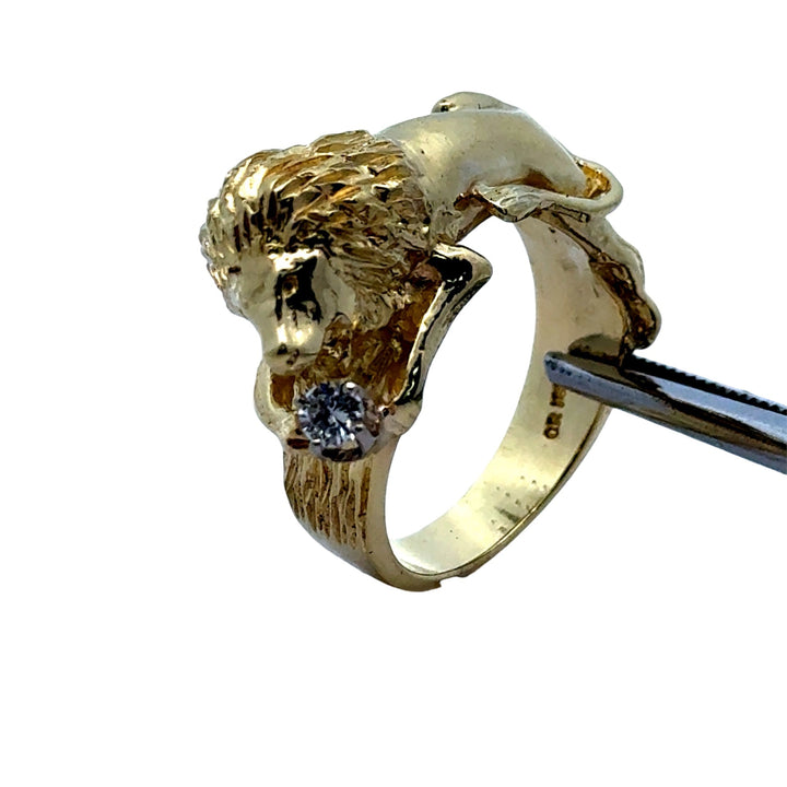 Lion Diamond 18K Yellow Gold Ring