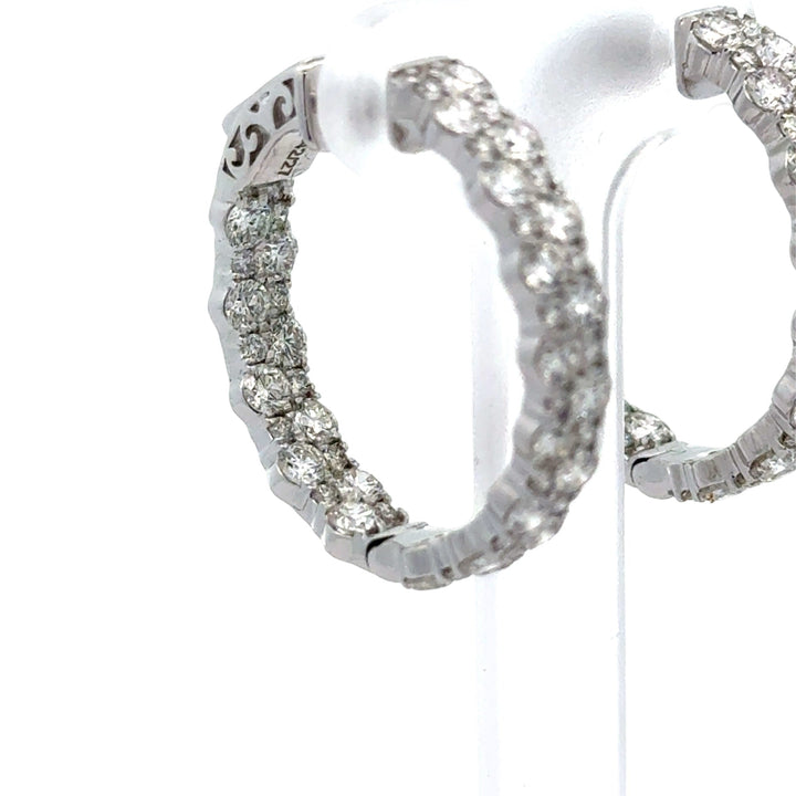 Double Row Inside/Outside Diamond 14Kt White Gold Earring