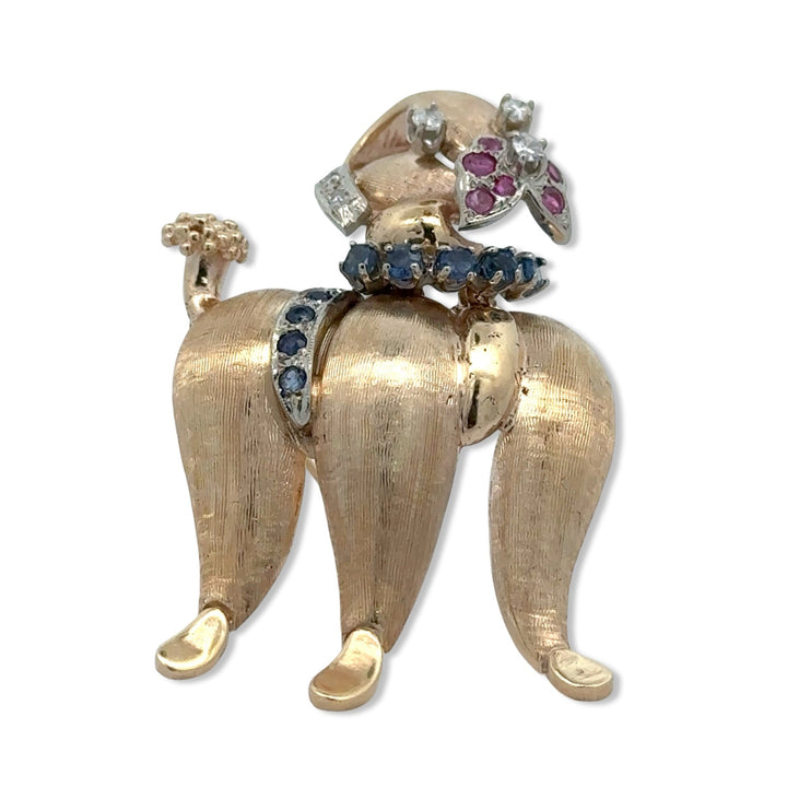 "Dog Show" Diamond, Ruby and Sapphire Pendant/Brooch