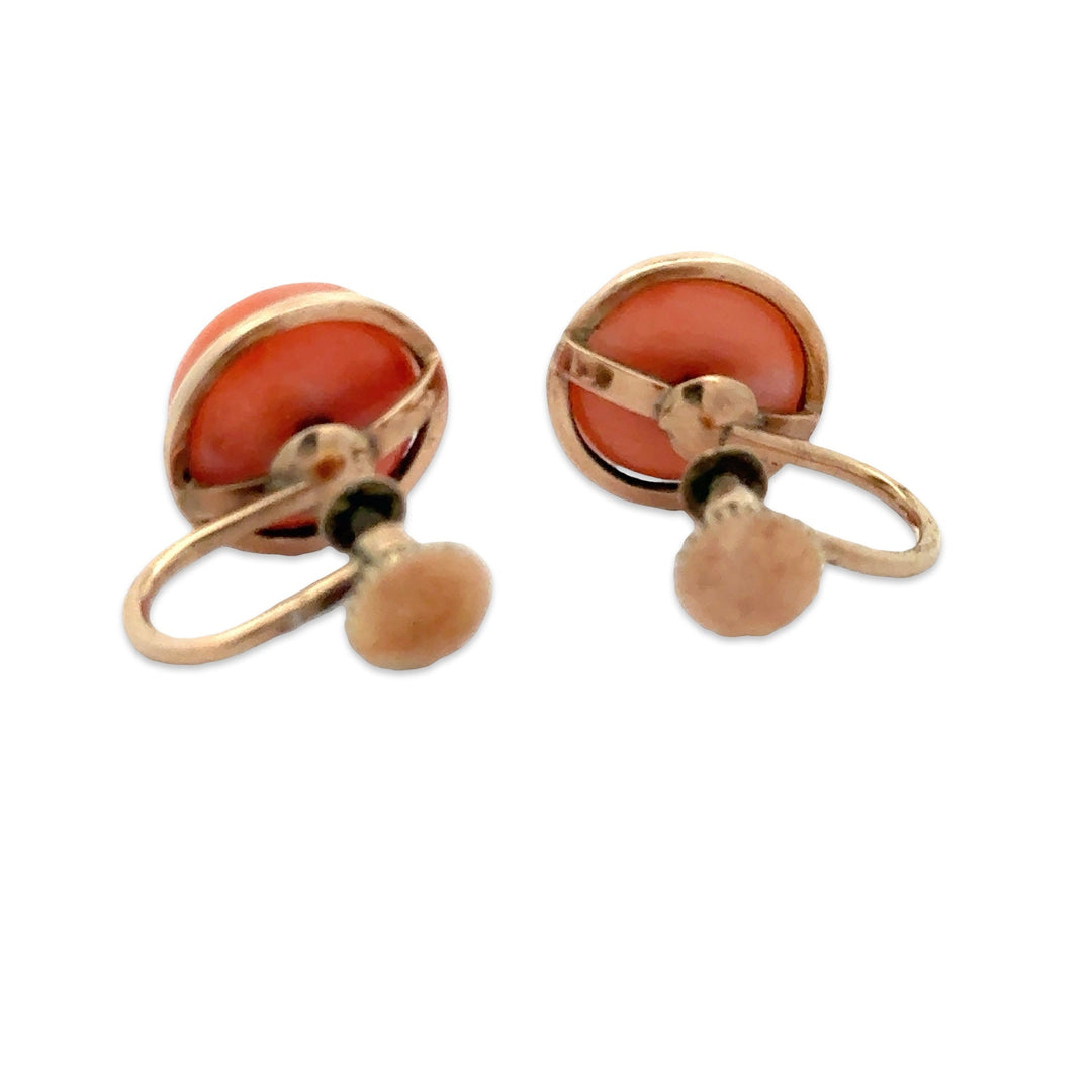 Natural Coral and 14Kt Yellow Gold Earrings
