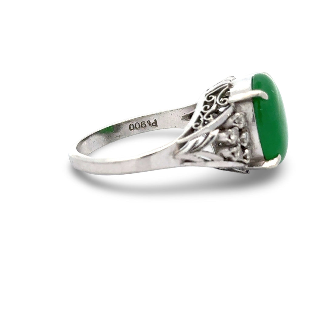 Jade and Diamond Platinum Ring
