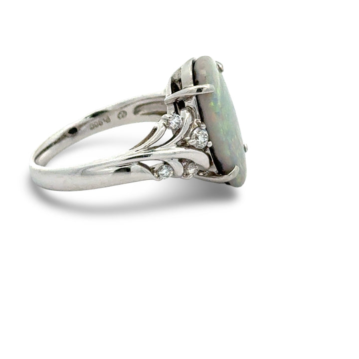 Fine Opal and Diamond Platinum Ring