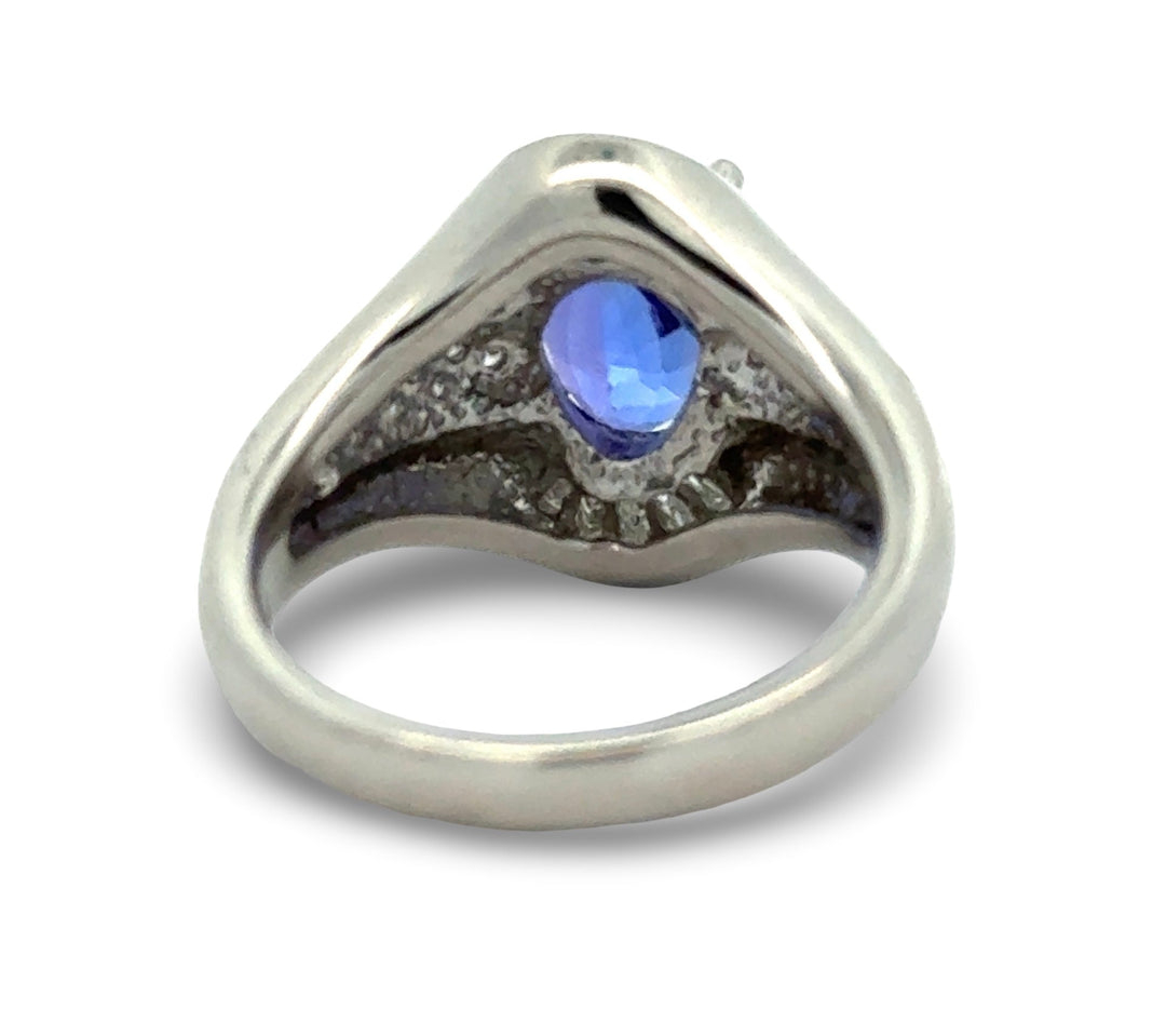 Tanzanite and Diamond Platinum Ring