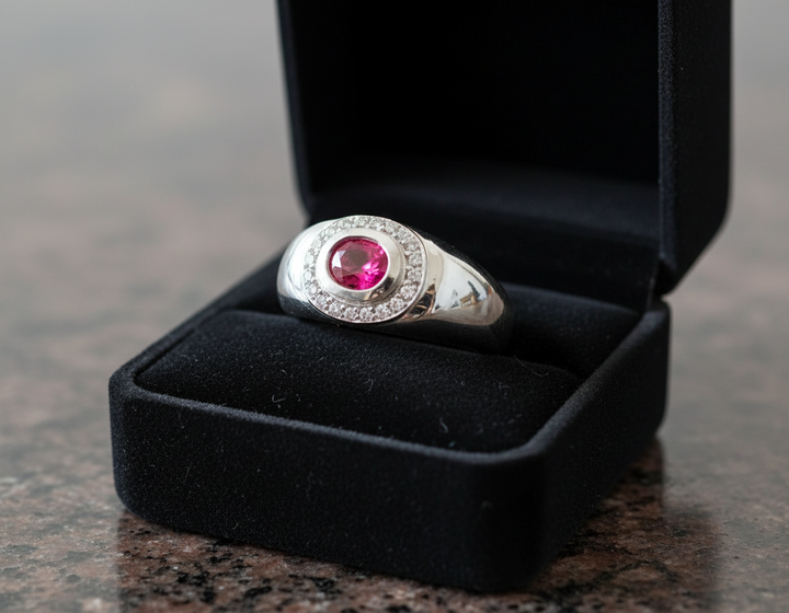 Fine Ruby and Diamond Platinum Ring