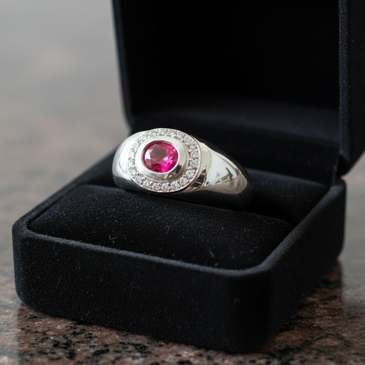 Fine Ruby and Diamond Platinum Ring