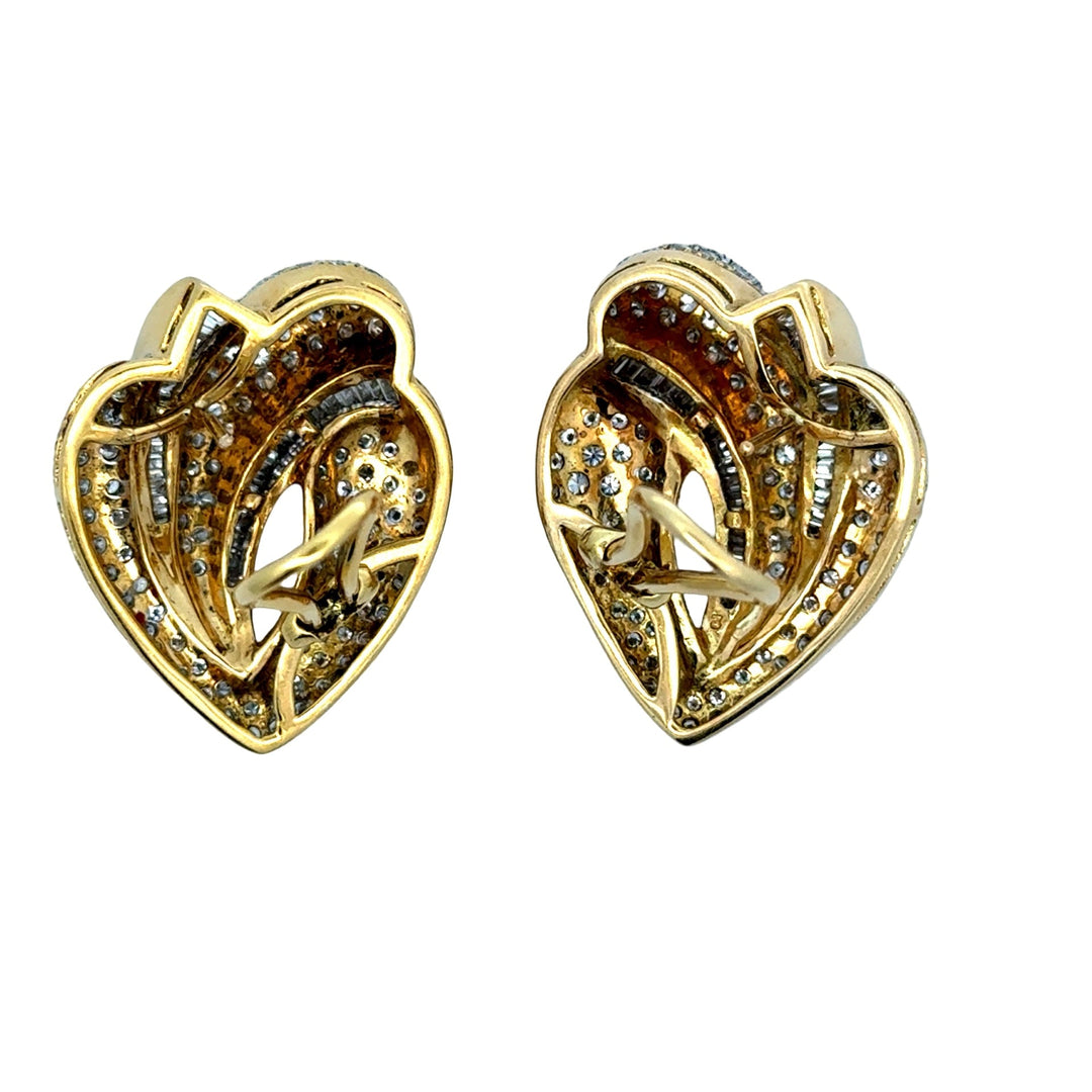 Circa 1990 Vintage Diamond and 18K Yellow Gold Earrings